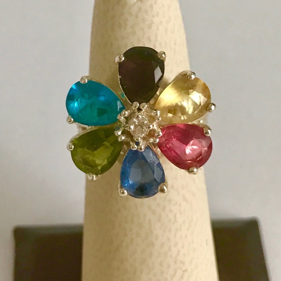 Mullticolored silver plated flower🌸 Ring! - Picture 2 of 5